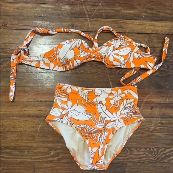 Kona Sol Orange and White Bikini - Picture 1 of 4